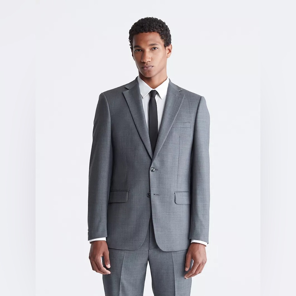 NWT Calvin Klein Slim Fit Heather Grey Wool Suit Jacket Size 38R